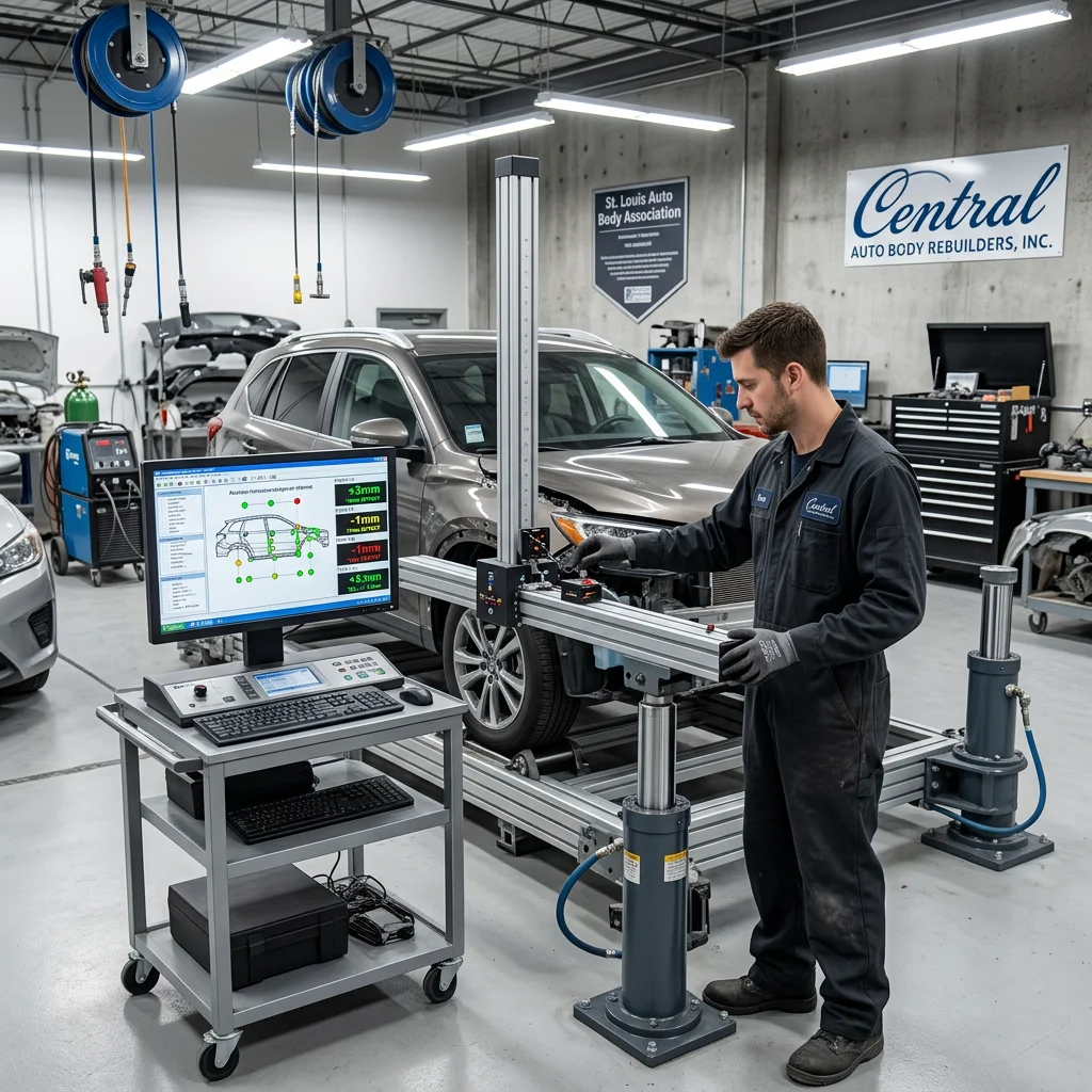 A professional diagnosing a car